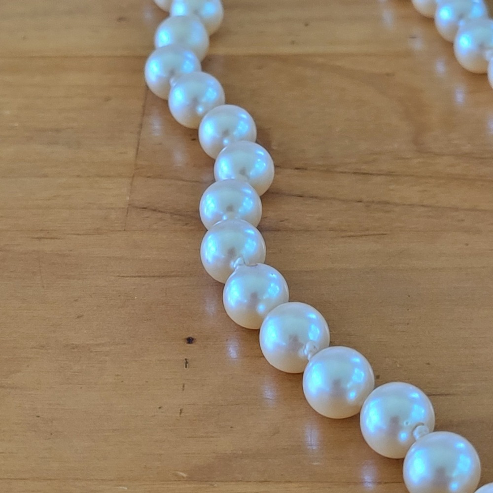 Vintage NOLAN MILLER Faux Pearl Choker Rhinestone Clasp 14 Inch 34g